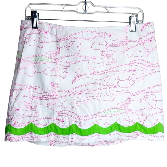 Lilly Pulitzer Pants - Lilly Pulitzer Embroidered Cotton Skort Size 4 In Alligator Growl